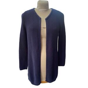 Ann Taylor Long Cardigan Textured Knit Open Front Size S Cotton Blend